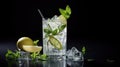 Refreshing cold mint drink beverage ice lime green cocktail summer mojito Royalty Free Stock Photo