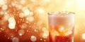 Refreshing cold soda with ice cubes