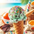 Refreshing colorful icecream. AI generated