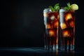 A refreshing Cuba Libre consists of brown rum, cola, mint, and lime Royalty Free Stock Photo