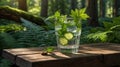 Refreshing Cucumber Mint Infused Water in Summer Forest Royalty Free Stock Photo