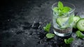 Refreshing Cucumber Mint Infused Water with Chia Seeds Royalty Free Stock Photo