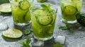 Refreshing Cucumber and Mint Mojitos With Mint Garnish