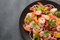 Refreshing dish of fish in citrus juice. Peruvian shrimp, prawn Ceviche marinated in oranges and lime.