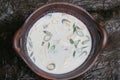 A refreshing dish of Lodeh Vegetable Tofu and Tempe in a traditional clay container