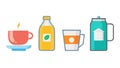 Refreshing Drink Assortment: Coffee, Juice, Water, and Mug, vector design Generative AI Royalty Free Stock Photo
