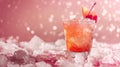 Refreshing Drink With Cherry Garnish on Ice Royalty Free Stock Photo