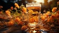 Refreshing drink in a glass, nature beauty, summer golden sunset generated by AI Royalty Free Stock Photo