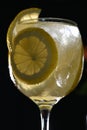 refreshing drink with green lemon fruits and syrup drink preparation lemon juice lemonade Royalty Free Stock Photo