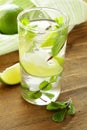 Refreshing drink with lime and mint Royalty Free Stock Photo