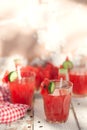 A refreshing drink made with fresh watermelon and cucumber