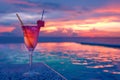 Refreshing Drink by the Ocean Royalty Free Stock Photo