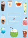 Refreshing drinks cute icons set Royalty Free Stock Photo