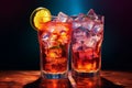 Refreshing drinks, with ice, bright lighting