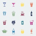 Refreshing drinks icons collection illustration