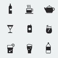 Refreshing drinks icons collection illustration