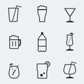 Refreshing drinks icons collection illustration