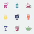 Refreshing drinks icons collection illustration