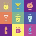 Refreshing drinks icons collection illustration