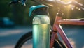 Refreshing drop of purified water fuels outdoor cycling adventure generative AI