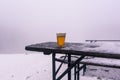 Refreshing drought cold beer in winter time Royalty Free Stock Photo