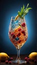 Refreshing Elegance: A Fruit and Mint Cocktail Royalty Free Stock Photo