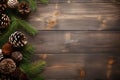 A refreshing flat lay that intertwines the rustic charm of pinecones with the timeless elegance of evergreen branches