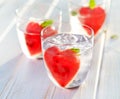 Refreshing flavored water with watermelon and mint