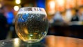 Refreshing frothy drink poured on bar counter in summer heat generated by AI