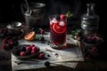 A refreshing fruit and berry cocktail with ice, Generative AI 2