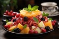 Refreshing fruit salad. Generative AI