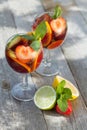 Refreshing fruit sangria (punch) Royalty Free Stock Photo