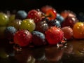 Refreshing Fruits Submerged in Water Drops