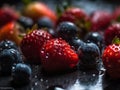 Refreshing Fruits Submerged in Water Drops