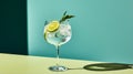 Refreshing Gin And Tonic With Lemon Slices - Minimalist Table Setting