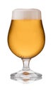 A refreshing glass of cider, in a schooner glass, with condensation