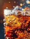 Refreshing Glass of Cola with Ice and Bubbles Royalty Free Stock Photo