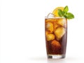 Refreshing glass of cola with ice and lemon the perfect summer drink icecold Royalty Free Stock Photo