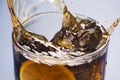 Refreshing glass of cola with lemon and ice Royalty Free Stock Photo