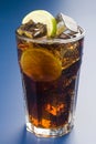 Refreshing glass of cola with lemon and ice Royalty Free Stock Photo