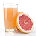 Grapefruit juice with a slice of grapefruit isolated on white background Royalty Free Stock Photo