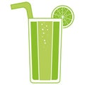 Refreshing glass of a green drink with a slice of lime vector illustration.