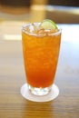 Refreshing glass of ice cold lemon tea Royalty Free Stock Photo