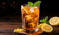 Refreshing Glass of Iced Tea With Lemons and Mint Royalty Free Stock Photo