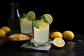 refreshing glass of lemonade, garnished with slice of lemon and sprig of mint