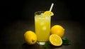 refreshing glass of lemonade ice cubes water health and wellness content related to natural drinks Royalty Free Stock Photo