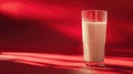 Refreshing Glass of Milk on Vibrant Red Background. World Milk Day Royalty Free Stock Photo