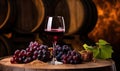 A Refreshing Glass of Red Wine Surrounded by Luscious Grapes