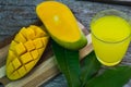Refreshing glass of tropical Alphonso mango juice,top view Royalty Free Stock Photo