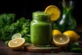 Refreshing Green fruit smoothie. Generate Ai